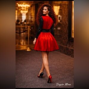 Red X Black Satin Dress